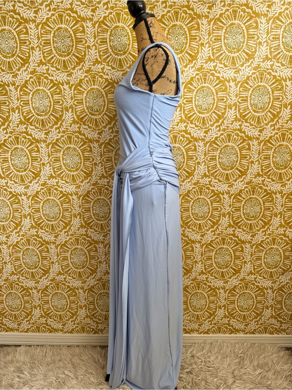 NWT Club L London Powder Blue Scoop-Neck Maxi Dress Gathered-Detail & Sash Sz 10 - Picture 7 of 11
